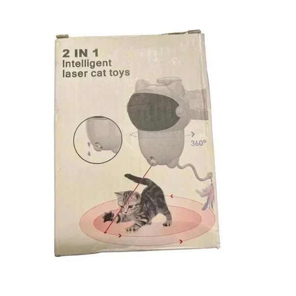 Cat teaser Toy Auto Laser wand feather 2 in 1 Kitten training Interactive Indoor - Picture 1 of 3